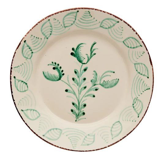 Flowers and Shells Green and White Dinner Plate